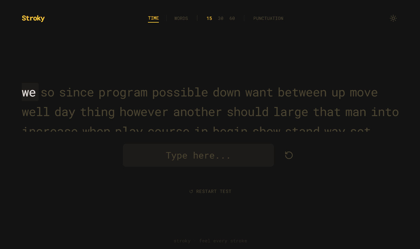 Stroky Typing Interface Detail